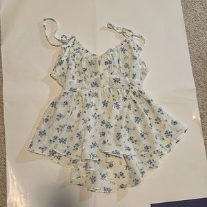 floral tank top tie back, cottage core